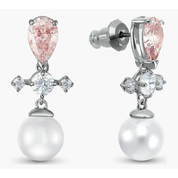 Swarovski Perfection Set, Necklace/Earrings/Bracelet Pink/Clear Crystal - Picture 5 of 9